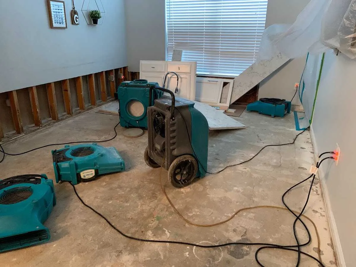 Dehumidifier in flood-cut room for Water Damage Restoration in Martinsburg